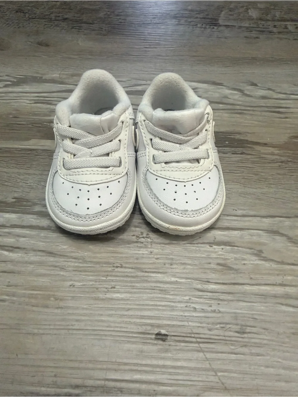 Nike Baby White Leather Lace-Up Sneakers